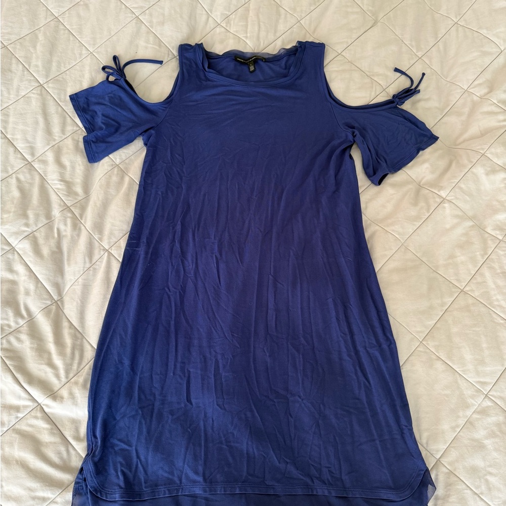 White House Black Market Blue Cold Shoulder Sheath Dress